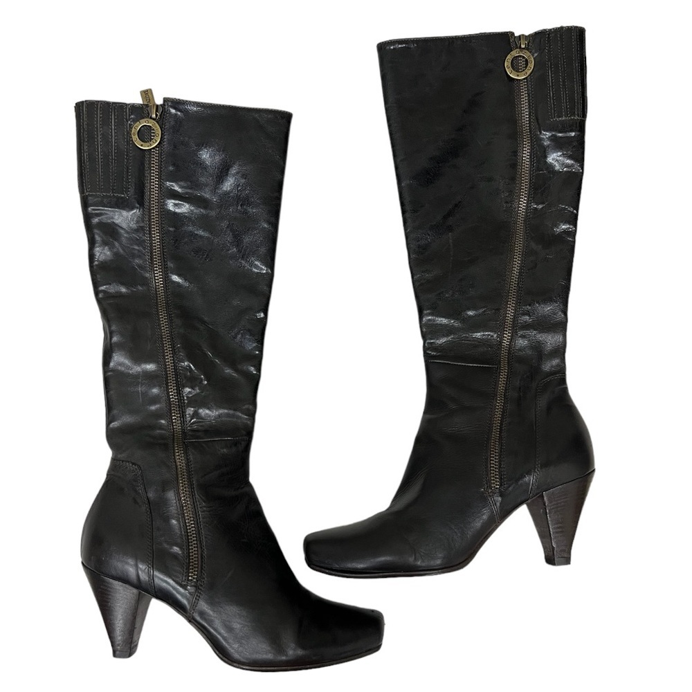 Tentazione Dark Brown Italian Leather Knee High Boots Size 8.0